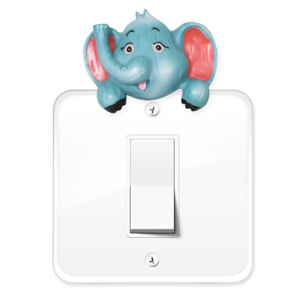 10-yuan wholesale of street stall goods, three-dimensional small animal switch stickers, cartoon creative wall stickers, bedroom wall socket decoration covers Application Scenario