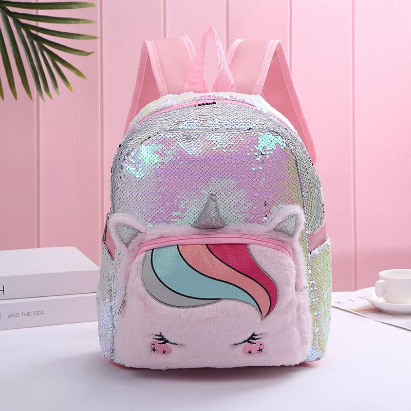 Autumn and winter Unicorn schoolbag, Unicorn Mermaid sequined backpack, cute cartoon casual backpack for students