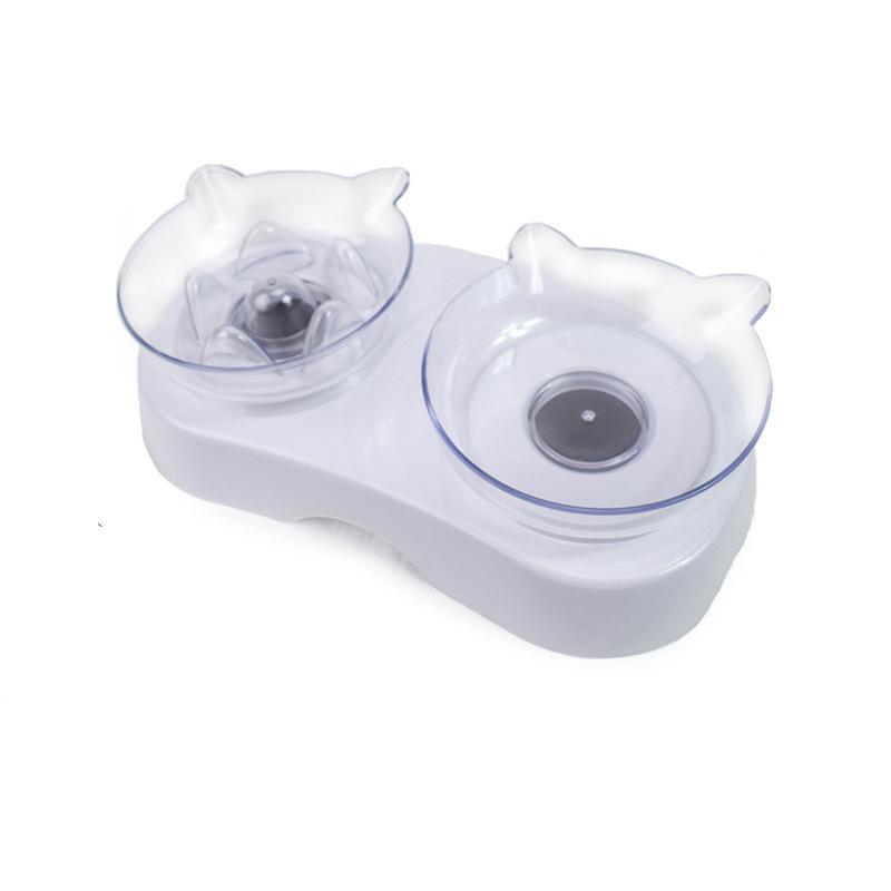 Pet products Pet products New pet products Transparent plastic eating and drinking cat bowl feeder anti-choking cat double bowl a hair replacement Item Picture