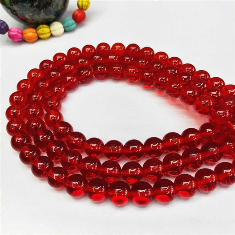 Wholesale of special crystal jewelry, large red crystal glass loose beads, DIY round bead jewelry, bead matching factory direct sales details Picture
