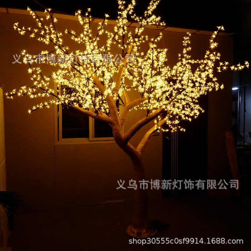 Cross-border supply LED peach blossom simulation tree light, waterproof outdoor courtyard landscape decoration tree light, 3 meters high details Picture