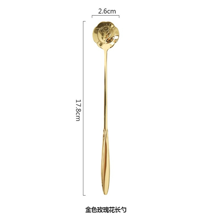 不锈钢咖啡勺 金色方头勺 树叶勺 玫瑰樱花勺子 马克杯勺子搅拌勺详情图6