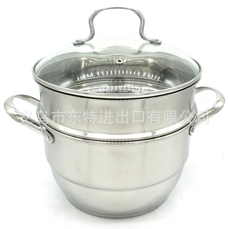 厂家直销汤锅新款无磁加厚复底汤蒸锅多功能锅砂光二层韩式礼品锅