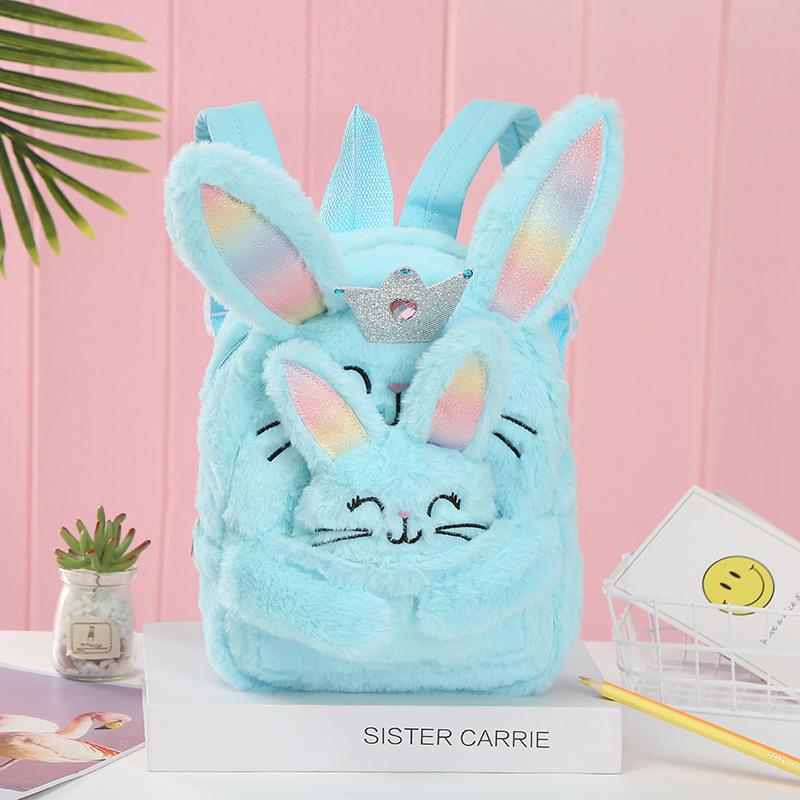 Cross-border women's bag Unicorn Colorful Rabbit plush cute backpack Korean version casual and cute children's student schoolbag undefined