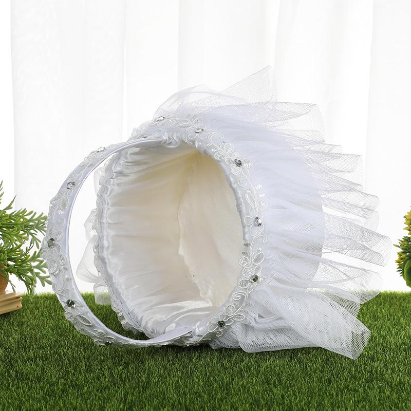 Wedding products, wedding products, wedding products, wedding products, Western-style creative wedding flower baskets, white lace trim, bridesmaid flower girls scattering flowers, small wedding supplies wholesale Specification image