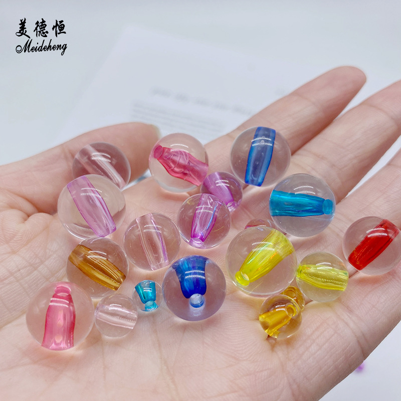 Beaded material through-hole core bead jewelry, hair rope necklace, acrylic round bead diy simple and easy accessory Specification image