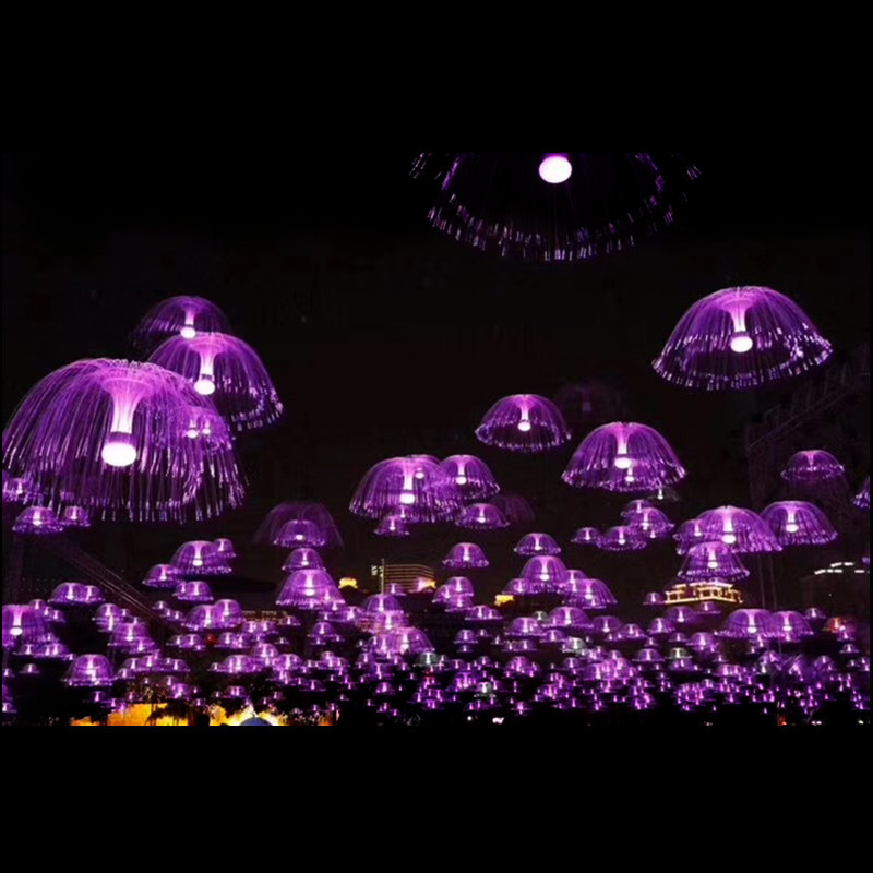 Cross-border supply LED optical fiber jellyfish light, double-layer seven-color gradient outdoor tree hanging decorative shaped light, Internet celebrity ins50cm220v round plug Application Scenario