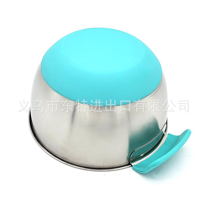 Factory direct sales stainless steel salad basin, high-quality stainless steel silicone handle basin, salad bowl with scale, anti-slip baking Item Picture