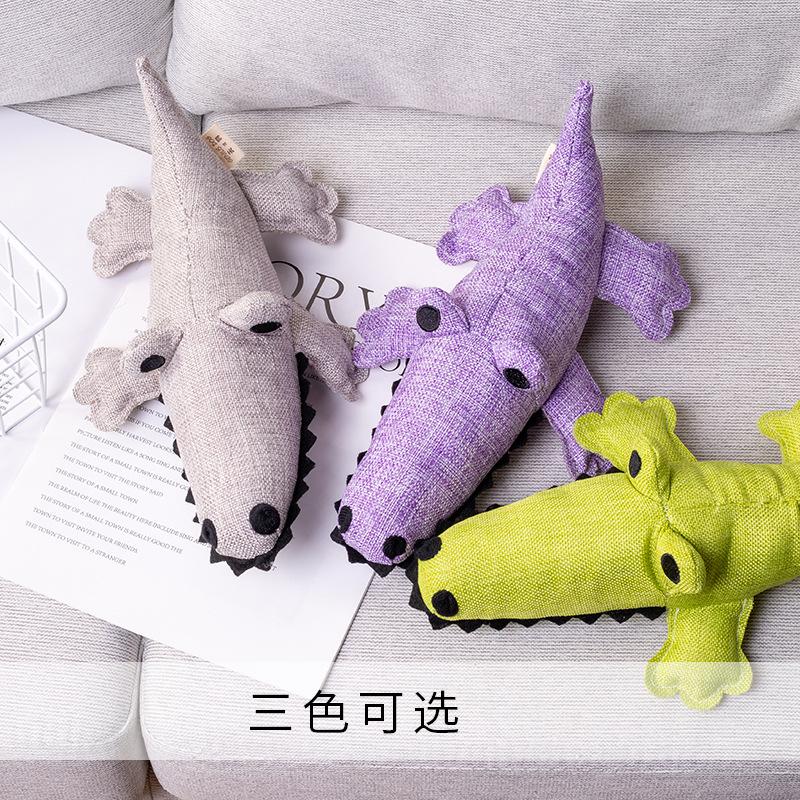 Factory direct sales bite resistant pet toy cotton cloth with sound crocodile dog decompression tool a hair details Picture
