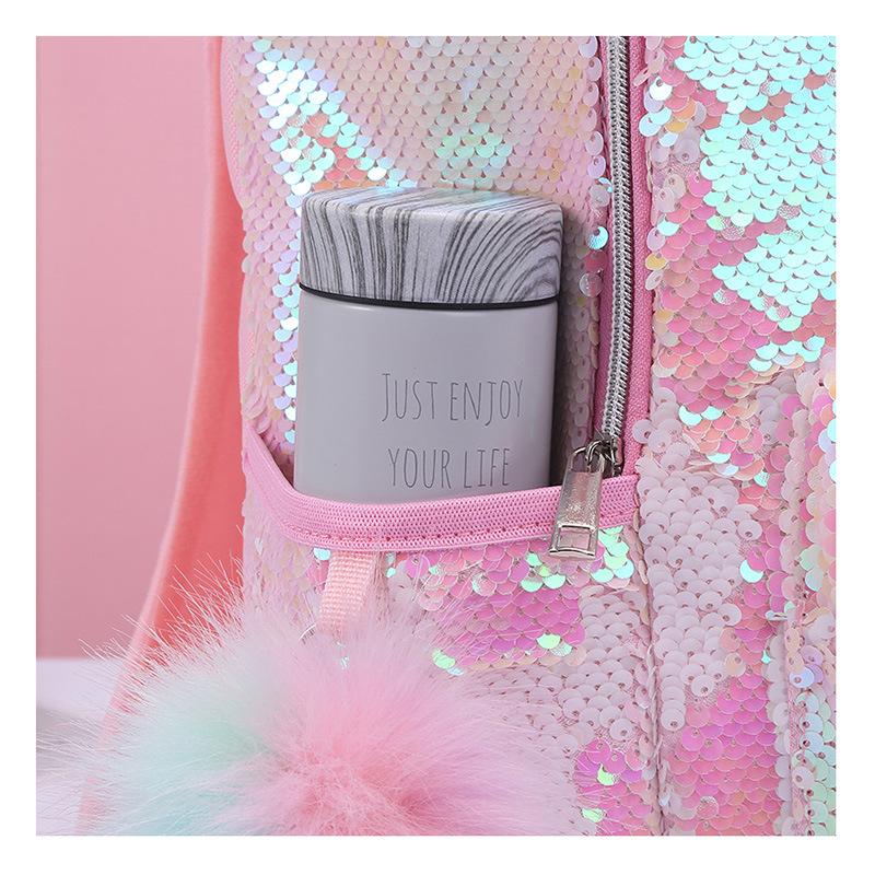 Hooded Unicorn student large-capacity sequined fashionable schoolbag children's outdoor travel backpack Item Picture