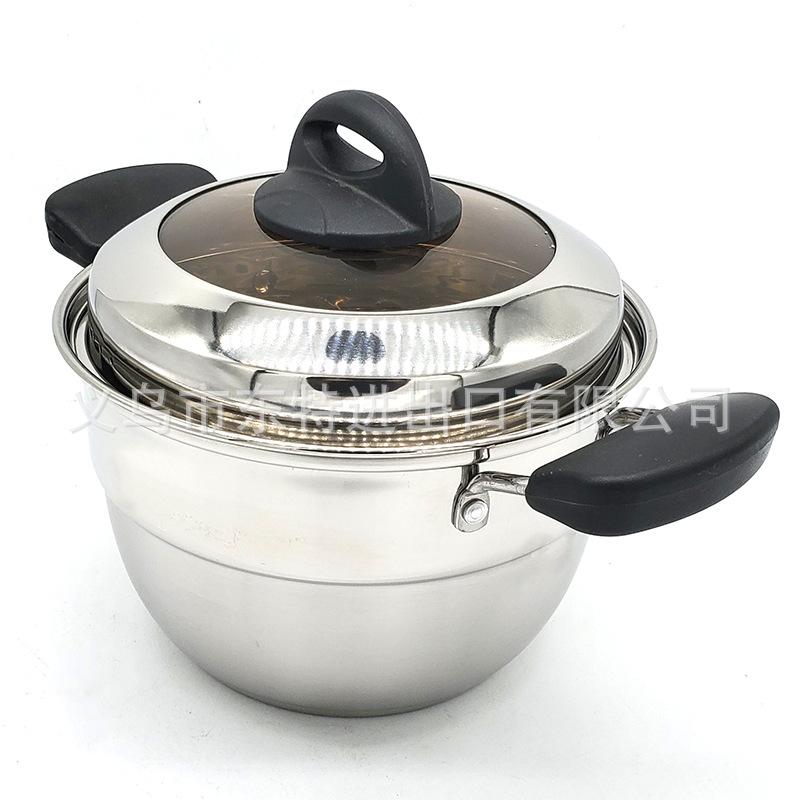 Factory direct sales of stainless steel soup pot 22-28cm, 4-piece set, electric wooden handle soup pot, multi-functional soup pot Application Scenario