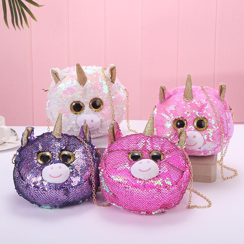 New casual mermaid sequined Unicorn big eye single-shoulder crossbody bag for children, students and girls
