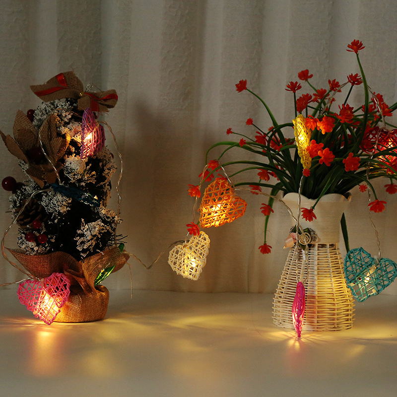 Cross-border new rattan fish Rattan Star Rattan Moon Rattan love room decoration 8cm Christmas led lights