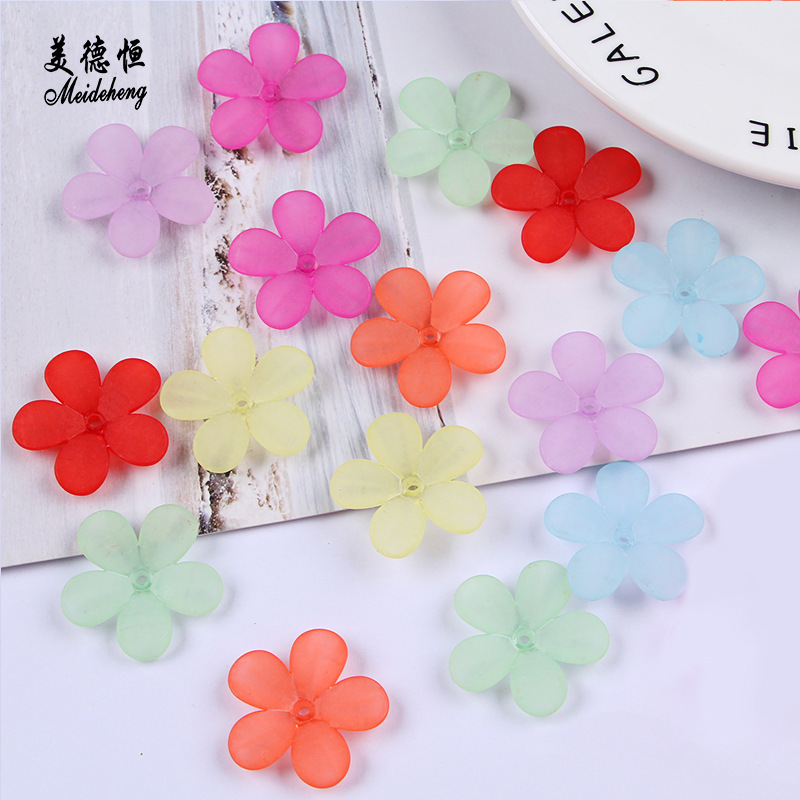 Factory direct sales of 30mm frosted transparent acrylic five-petal flower beads diy ancient-style hair accessory materials wholesale undefined