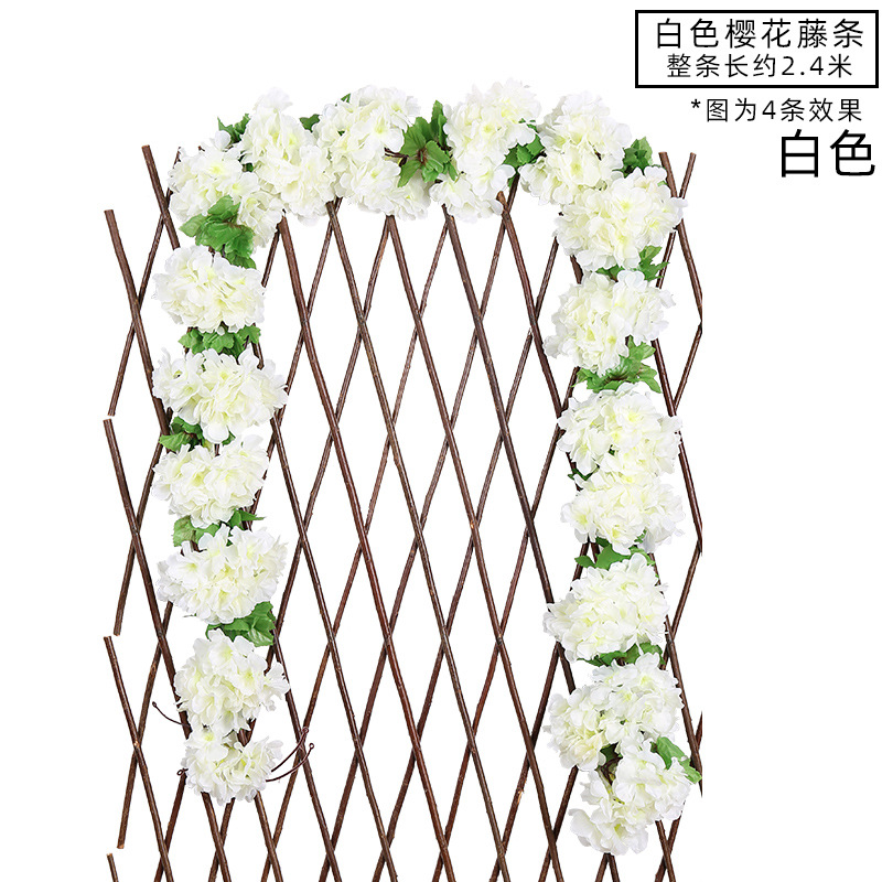 Emulación rosa flor ratán colgante de pared flor de seda decoración de boda sakura ratán flor falsa emulación de techo planta flor ratán undefined