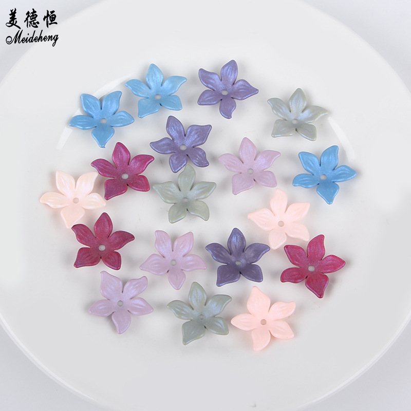 Factory direct sales of acrylic mid-hole frosted five-petal flower handcrafted headwear, bride headwear, ancient-style hairpin accessories