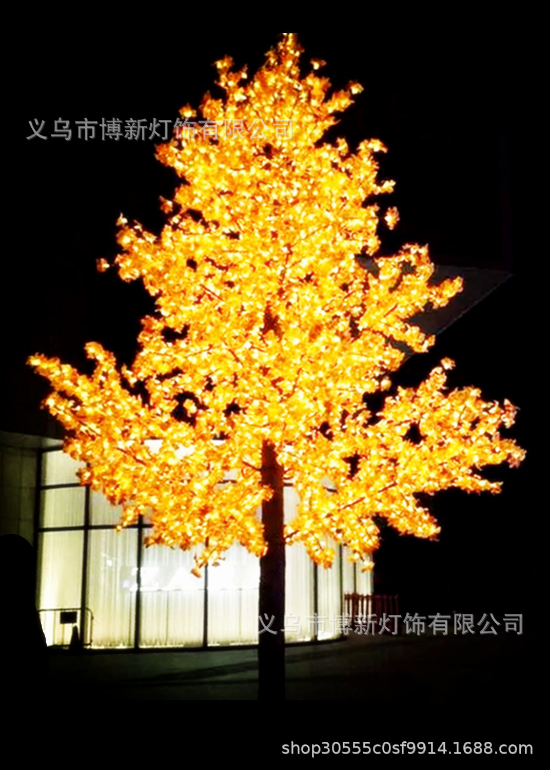Cross-border factory direct supply of LED simulation maple leaf illuminated tree lights, outdoor landscape lighting, Spring Festival street lights Application Scenario