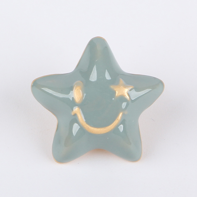 Factory direct sales of 20mm alloy material oil-dripping golden smiling five-pointed star diy loose bead hair accessory, 100 matching pieces of beads undefined