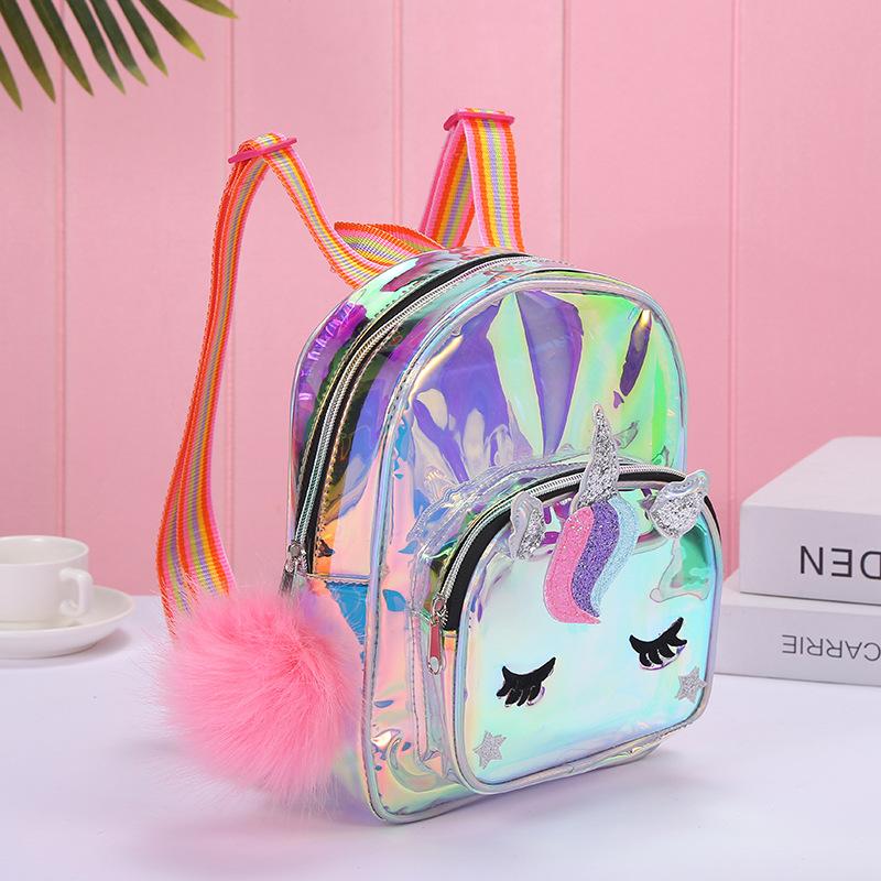 unicorn tendencia candy fantasmagórico color transparente para mujeres de gran capacidad lindo niños impermeable PVC doble hombro mochila escolar details Picture