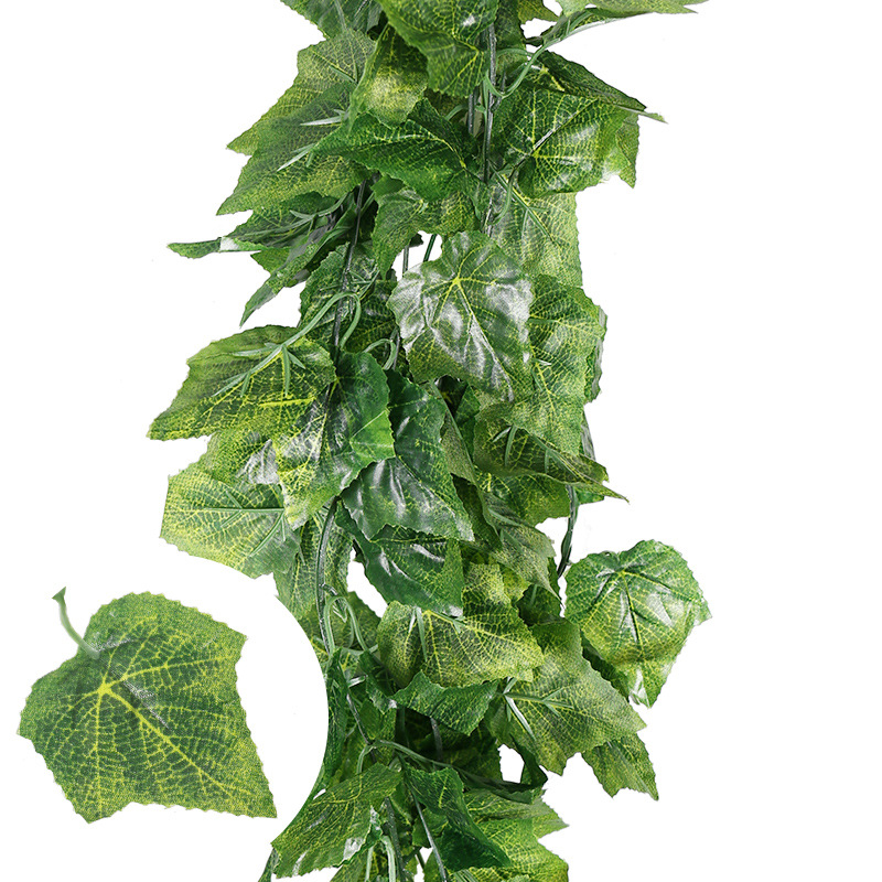Artificial vine leaves, green plant color printing, climbing ivy, living room, hotel decoration, green leaf plant, sweet potato vine strips Application Scenario