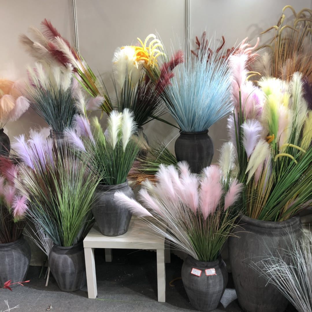 Bionic reed, pink muhly grass, sunny grass, indoor decorative green plants, potted plants, simulation plants, wedding props, decorative dogtail grass