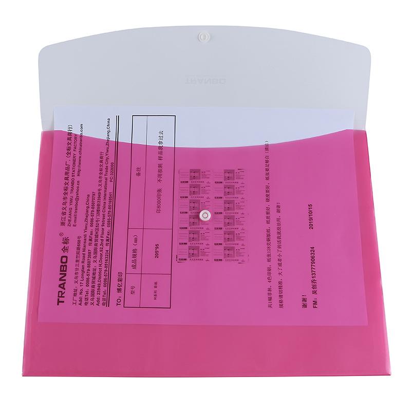 Double-layer button bags, A4 button-type file bags, document bags, multi-color double-layer plastic file bags, test paper bags Item Picture