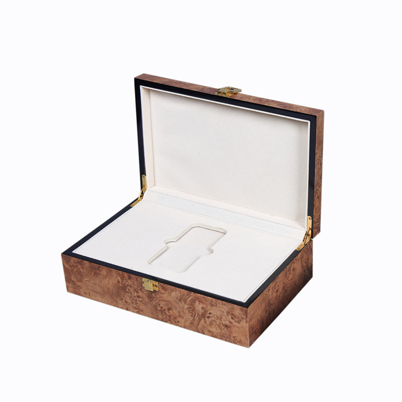 Black border line color matching white wooden box, universal lacquered wooden box, custom-made essential oil packaging wooden box, jewelry gift box Item Picture