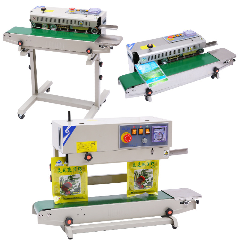 The Hualian continuous sealing machine FRB770 can automatically seal aluminum foil plastic tea packaging bags and steel stamp the date and batch number details Picture