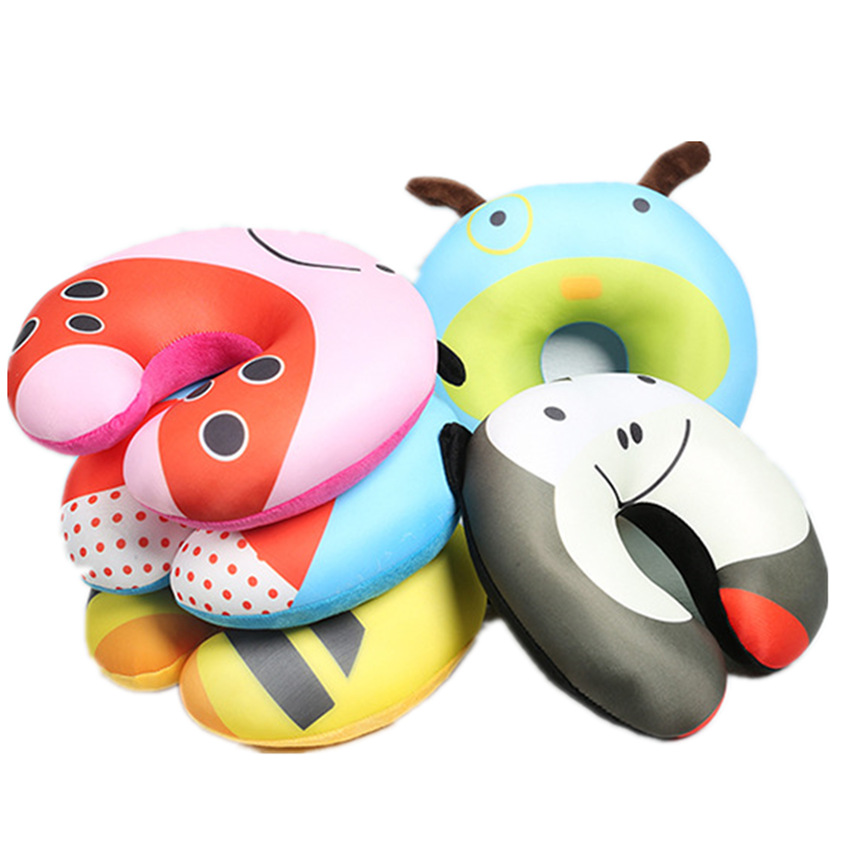 Custom New Cartoon U-Shaped Pillow Car Office Foam Particle Cartoon Neck Pillow Animal Particle U-Shaped Pillow Wholesale
