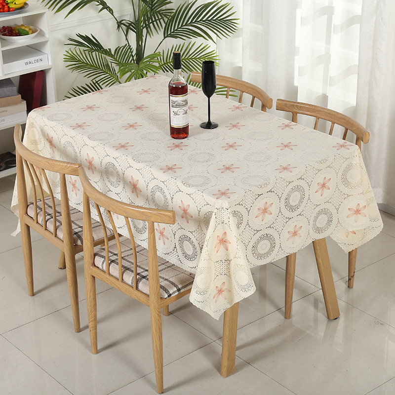 PVC lace digital printing tablecloth wholesale selling popular table cloth waterproof non-slip Chinese simple hotel dining tablecloth undefined