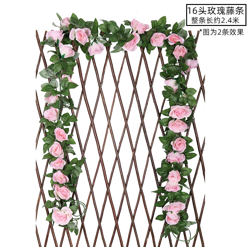 Emulación rosa flor ratán colgante de pared flor de seda decoración de boda sakura ratán flor falsa emulación de techo planta flor ratán undefined