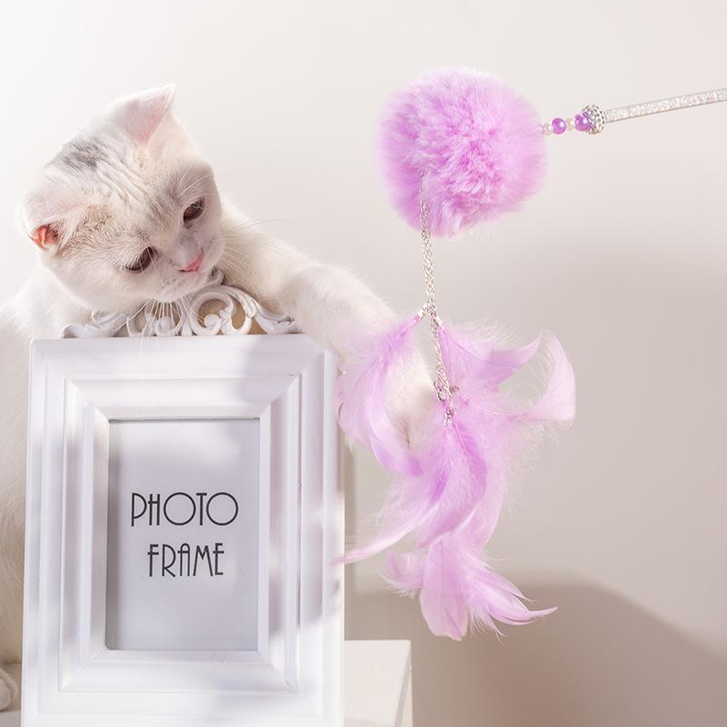 The new handmade plush ball bell Fairy cat ticker stick can be detachable a dual-purpose cat ticker and a hair replacement full figure