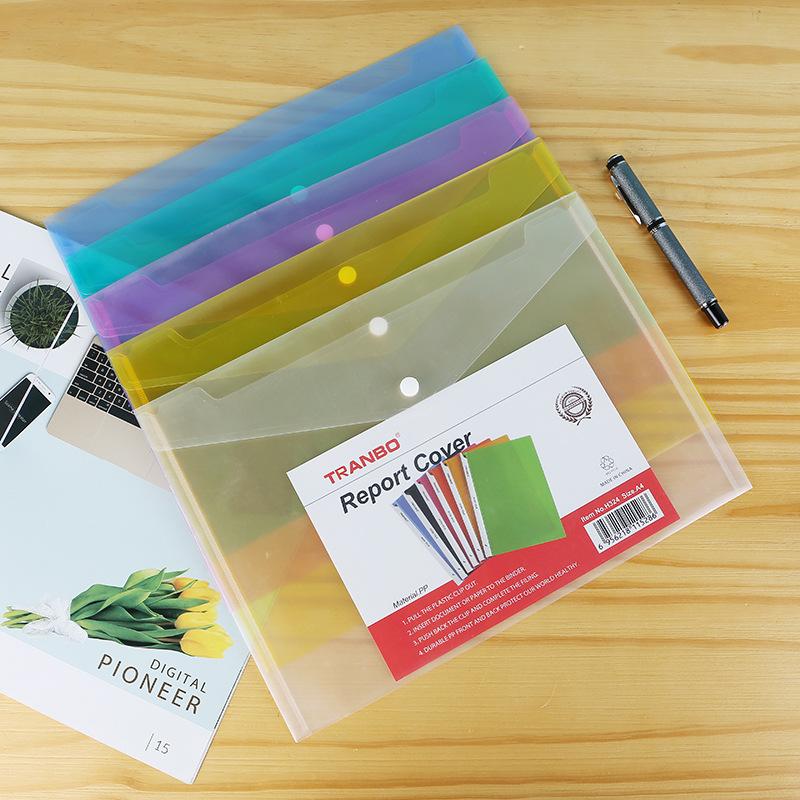 Transparent PP plastic button 209 file bag, A4 document archive, conference ticket bag, printed and customized 12-piece set Item Picture