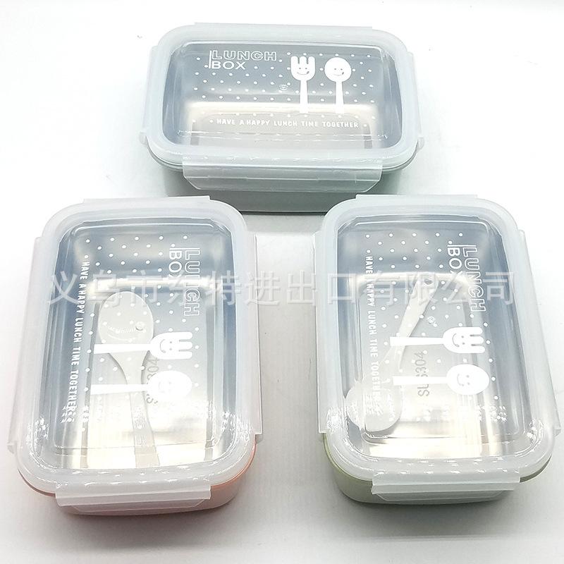 Stainless steel 304 wheat straw compartments bento box, student portable insulated lunch box, rectangular lunch box details Picture