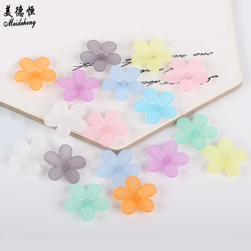 Factory direct sales of new frosted flower through-hole scattered beads material, sweet and fresh acrylic diy handcrafted details Picture