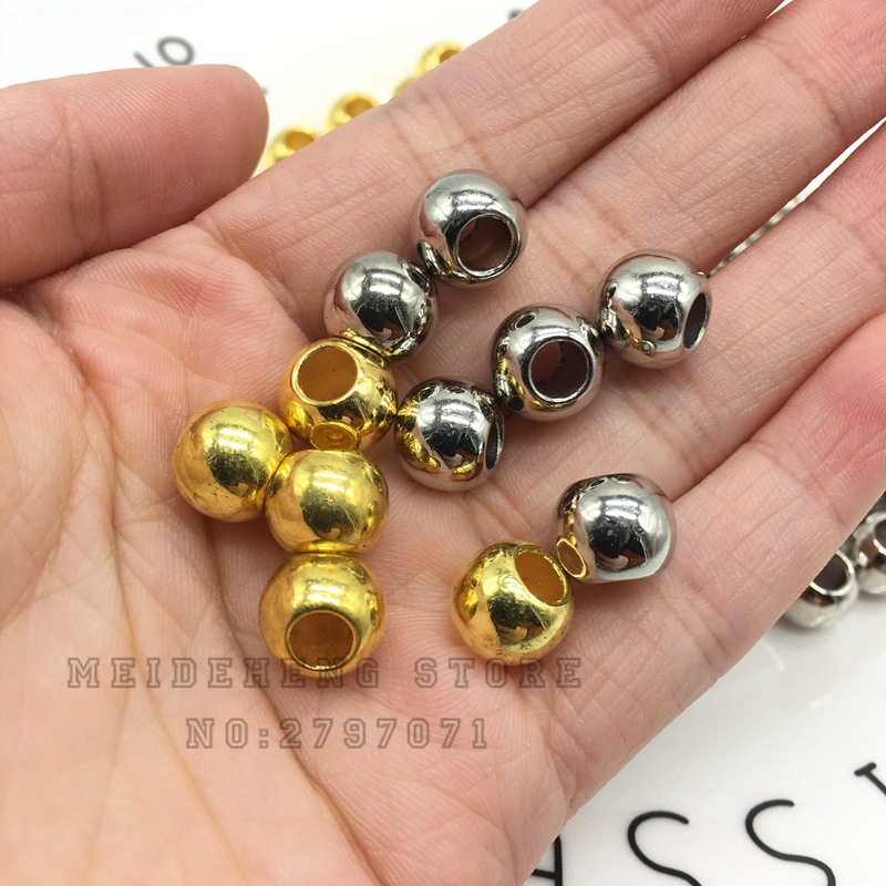 金色电镀亚克力大孔珠饰品配件 手工diy箱包鞋扣串珠工艺品珠子细节图