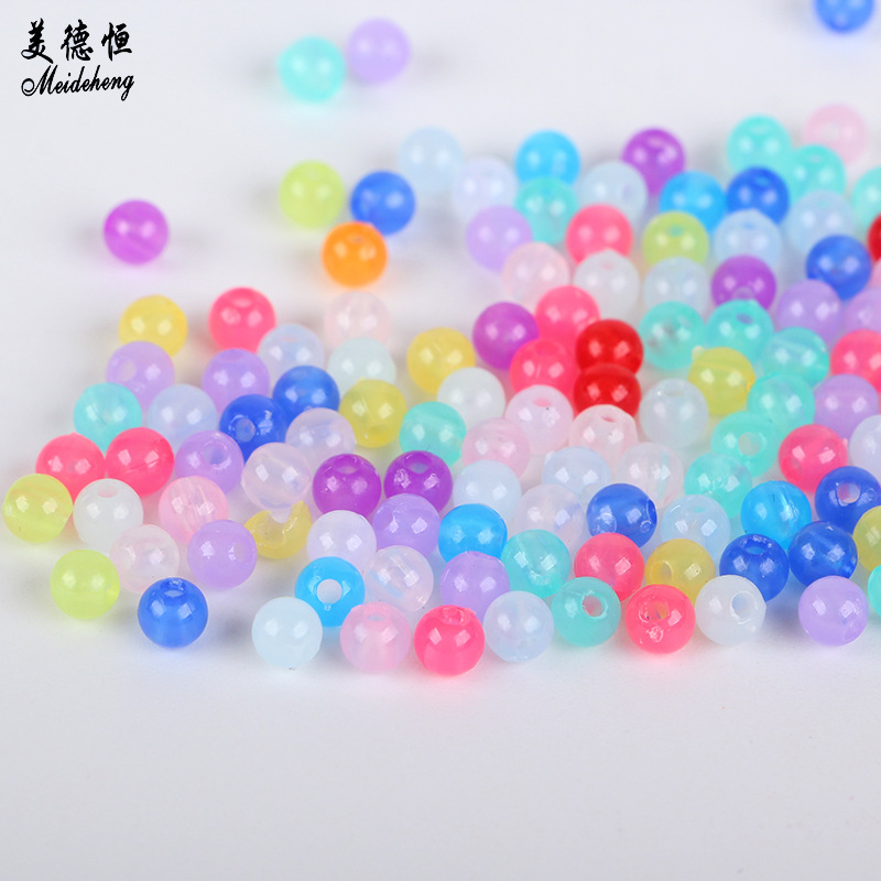网红同款亚克力 新品特色发夹配件珠清新色百搭 diy4mm通孔圆珠