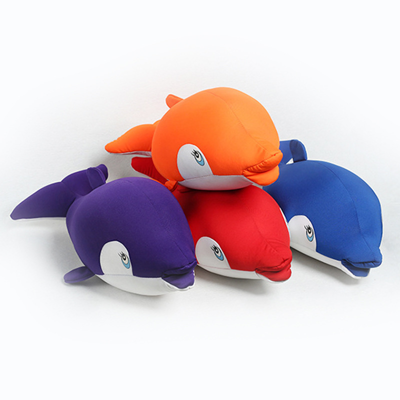 Factory direct sales of cartoon cute dolphin figurines, throw pillows, cute doll pillows, foam particle cushions, wholesale and customization