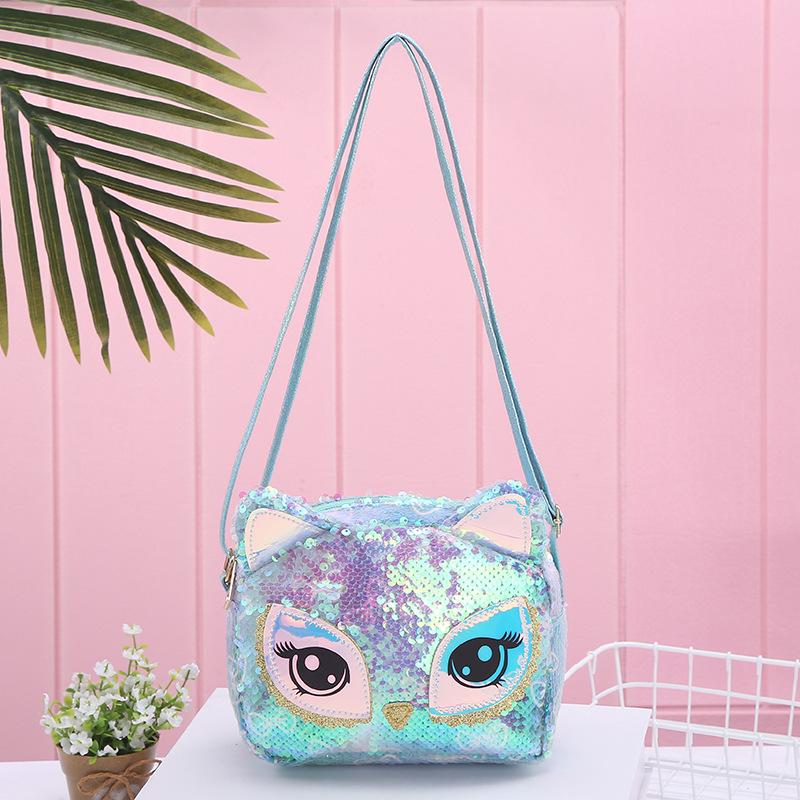 新款休闲美人鱼亮片独角兽Unicorn猫头鹰单肩斜挎包儿童学生女包详情图6