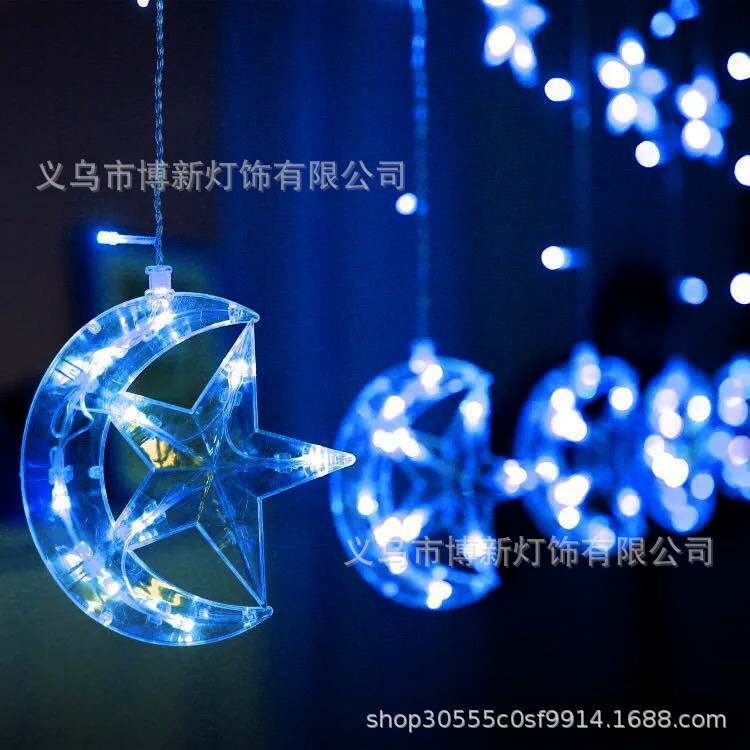 Cross-border source stars moon lights curtain lights small color lights string lights LED decoration room bedroom girl heart romance
