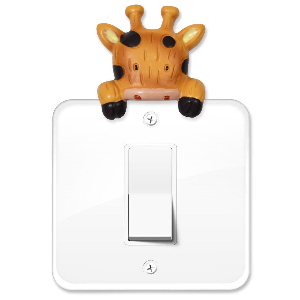 10-yuan wholesale of street stall goods, three-dimensional small animal switch stickers, cartoon creative wall stickers, bedroom wall socket decoration covers details Picture