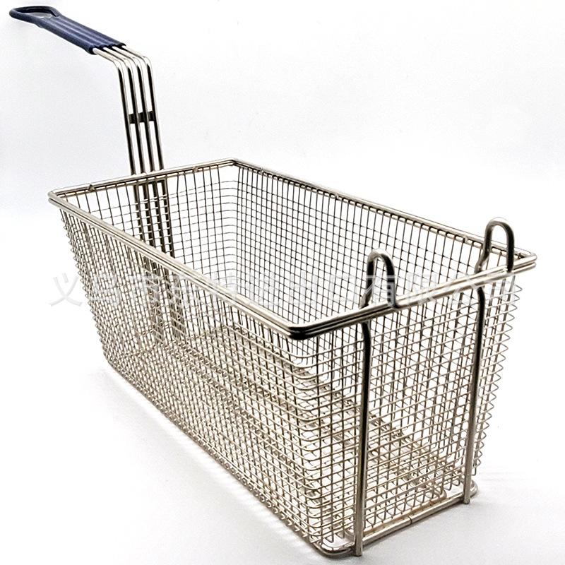 Factory direct sales of stainless steel mesh fried baskets, American fast food French fries and fried chicken baskets, large-capacity oil-draining baskets Specification image