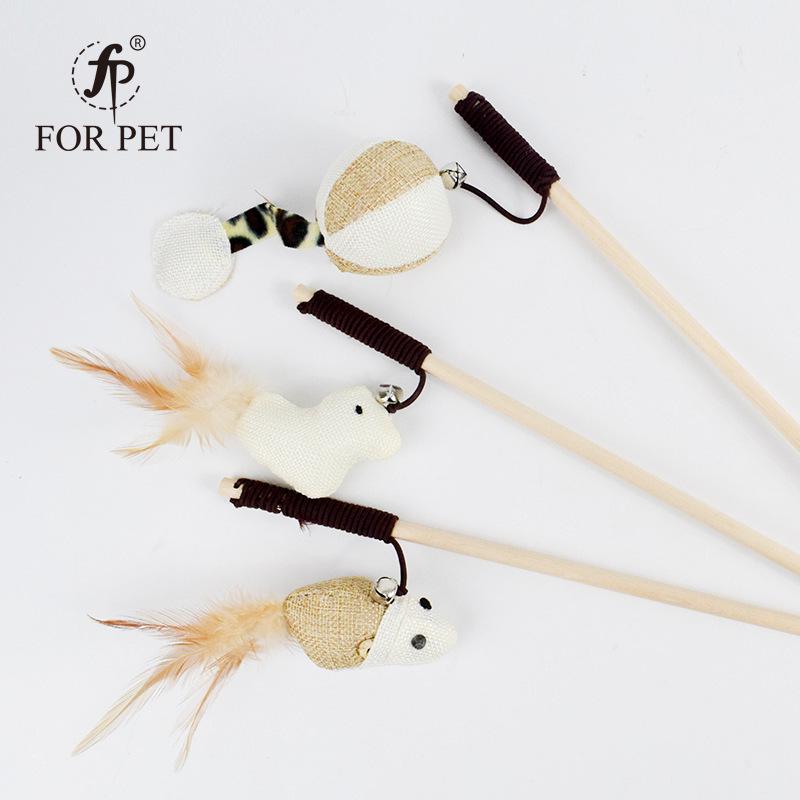 Pet Products Pet Products 2021 Pet Cat Products manufacturers direct sales log handmade mouse and cat teasing rod with bell linen chicken and cat teasing rod full figure