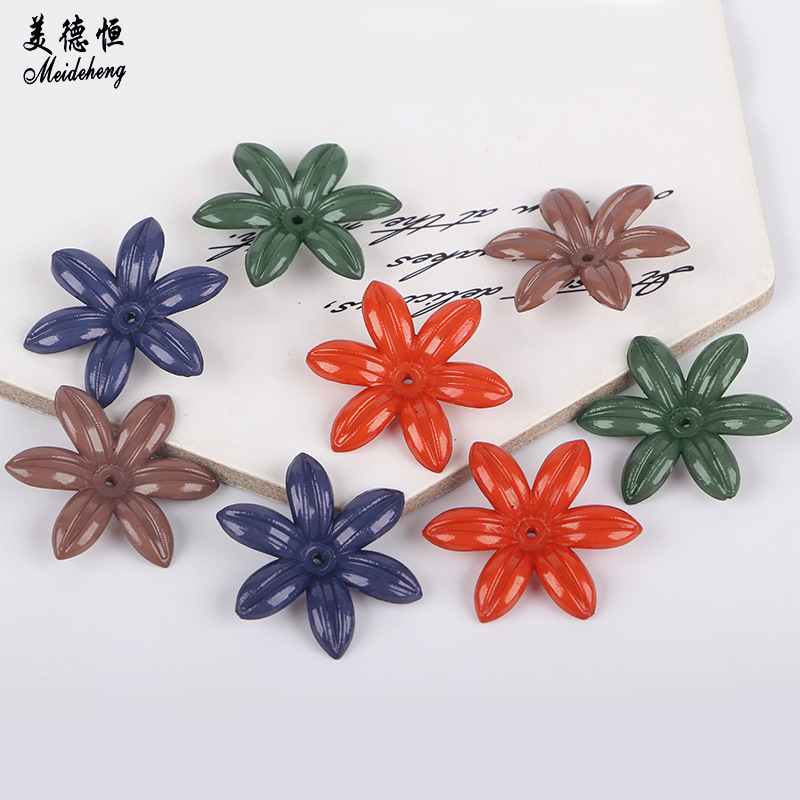 Autumn and winter color mid-hole five-petal spray-painted flower diy factory direct sales hair accessories, hairpins, ancient ornaments, versatile accessories, flower petals wholesale details Picture