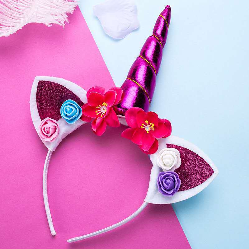 Factory direct supply of cross-border unicorn headbands, children's cartoon headbands, Halloween princess birthday party headwear wholesale Specification image