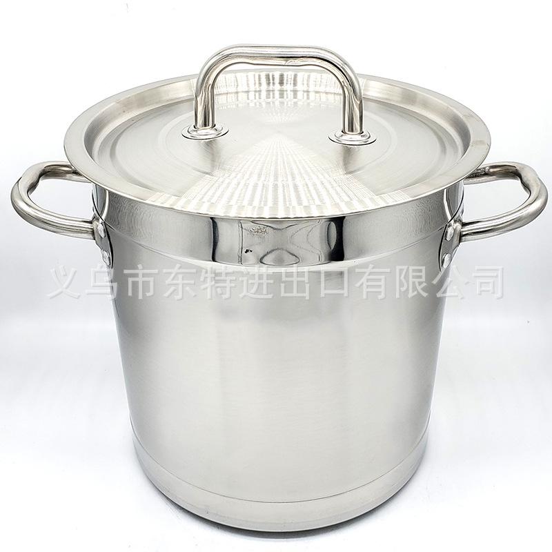 Stainless steel thickened European-style soup pot, silicone handle composite bottom, gas induction cooker, universal soup pot, large-capacity stock bucket details Picture