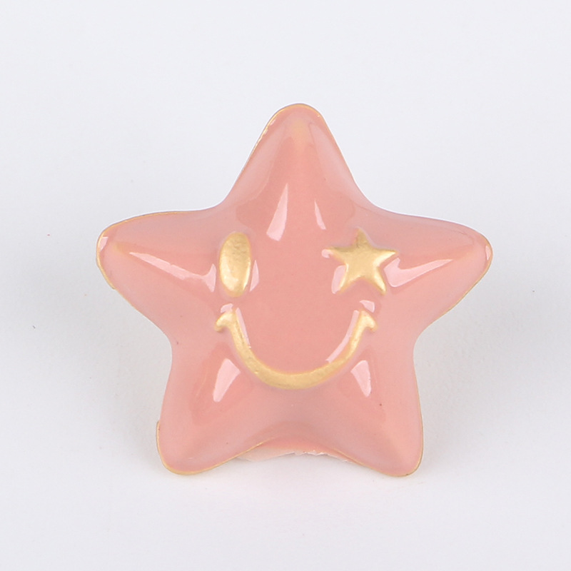 Factory direct sales of 20mm alloy material oil-dripping golden smiling five-pointed star diy loose bead hair accessory, 100 matching pieces of beads undefined