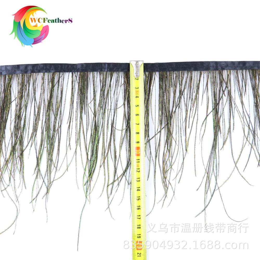 现货销售天然花纹孔雀毛花鸡毛不染色环保鸡毛礼服鞋帽装饰10米细节图