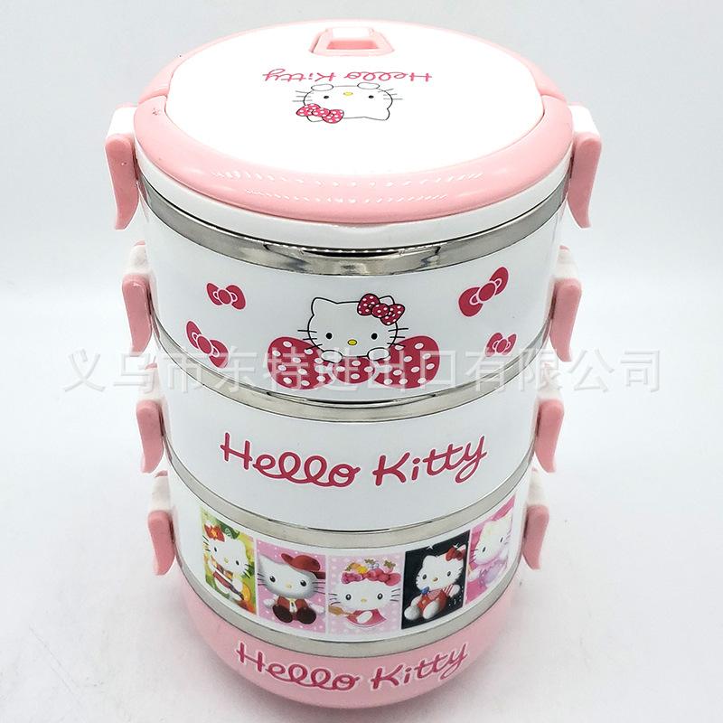 Factory direct sales of stainless steel round lunch boxes, multi-layer combination, single box, cartoon multi-color student and children's lunch boxes Application Scenario