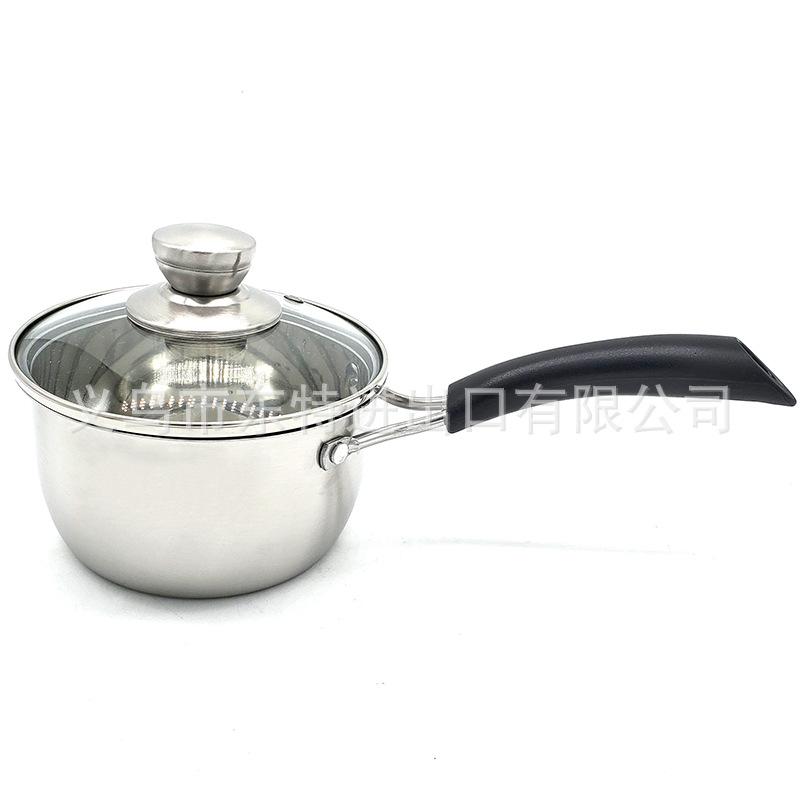 Factory direct sales of stainless steel milk pot three-piece set, milk and noodle pot for export, 14-18cm single handle milk pot gift Specification image